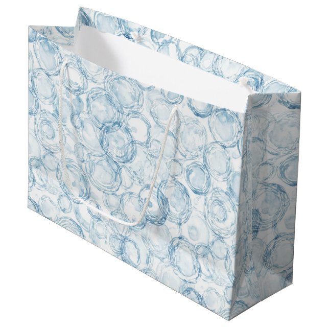 Blue Bubbles Birthday Large Gift Bag (Front Angled)