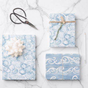 Blue Bubbles Birthday Wrapping Paper Sheet