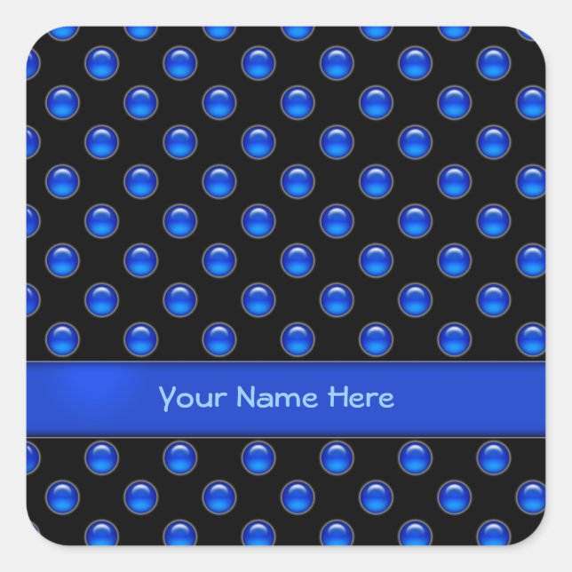Blue Bubbles Black Square Sticker (Front)