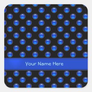 Blue Bubbles Black Square Sticker