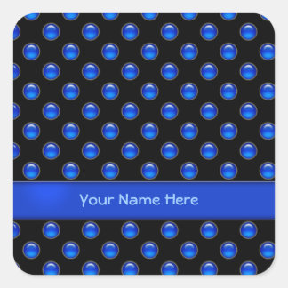 Blue Bubbles Black Square Sticker
