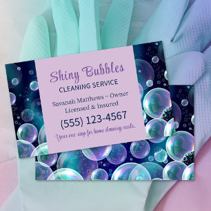 Blue Bubbles Design House Cleaning Service Square Business Card