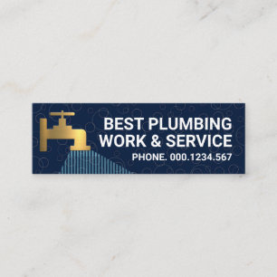 Blue Bubbles Flowing Gold Tap Plumbing Mini Business Card