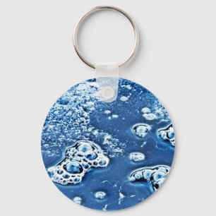 Blue Bubbles Ice and Water Abstract Keychain