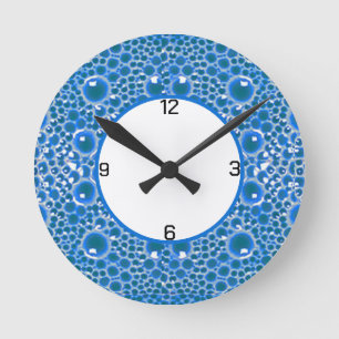 Blue BubbleWall Clock  for bathroom