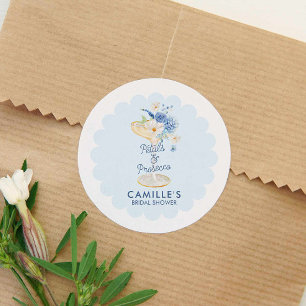 Blue Bubbly Bridal Shower Classic Round Sticker