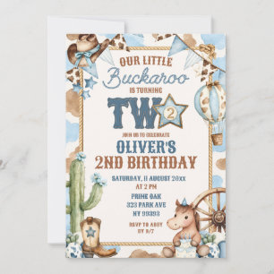 Blue Buckaroo Is Turning Two Second Birthday Invitation