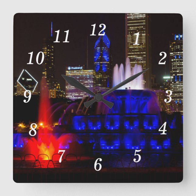 Blue Buckingham Fountain Wall Clock (Front)