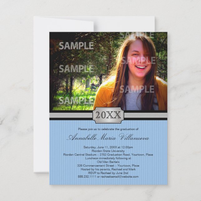 Blue Buckle Band Graduation Announcement (Front)