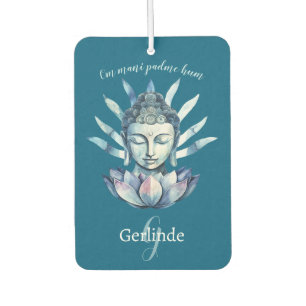 Blue Buddha Head With Lotus Personalized Car Air Freshener