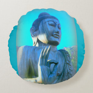 blue buddha round cushion