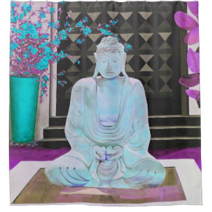 Blue Buddha Shower Curtain