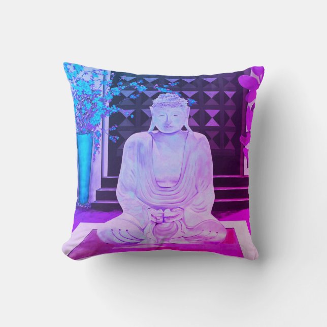Blue Buddha Throw Pillow (Front)
