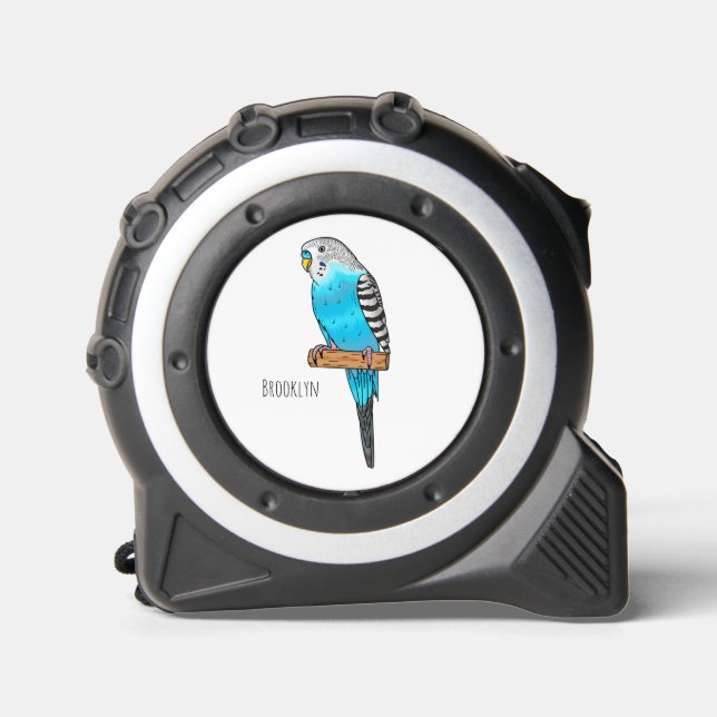 Blue budgerigar bird cartoon illustration 1 (Front)