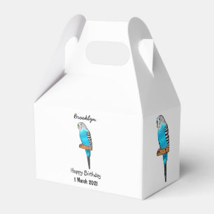 Blue budgerigar bird cartoon illustration  favour box