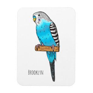 Blue budgerigar bird cartoon illustration magnet