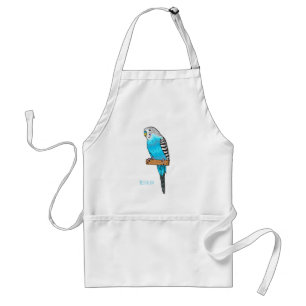 Blue budgerigar bird cartoon illustration  standard apron
