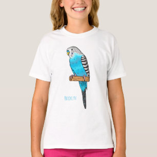 Blue budgerigar bird cartoon illustration T-Shirt