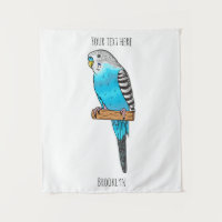 Blue budgerigar bird cartoon illustration