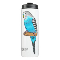 Blue budgerigar bird cartoon illustration