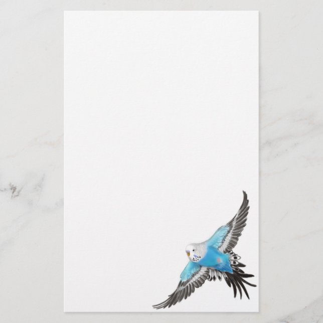 Blue Budgerigar Parakeet Stationery (Front)