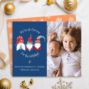 Blue Budget Photo Gnome for Holidays Cute Card