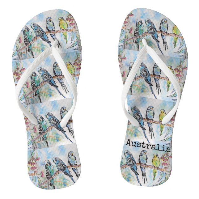 Blue Budgie Australian Bird Birds Budgies Thongs (Footbed)