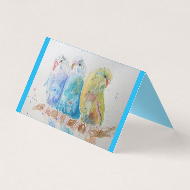 Blue Budgie Bird Budgerigar budgies Greetings Card (Front)