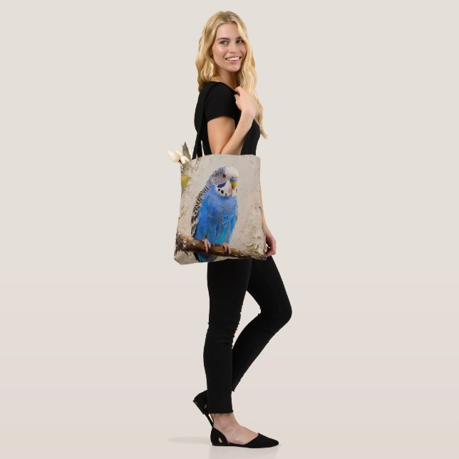 Blue Budgie Tote Bag (On Model)