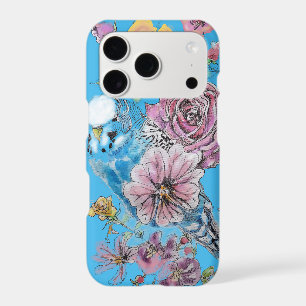 Blue Budgie Watercolor floral iPhone