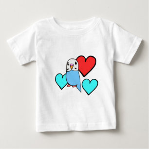 Blue Budgie with Hearts Baby T-Shirt