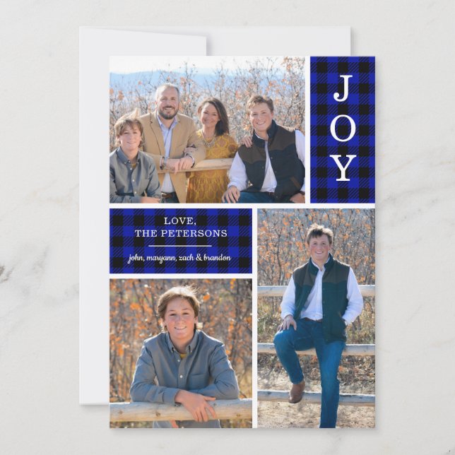 Blue Buffalo Check 3 Photo  Holiday Card (Front)