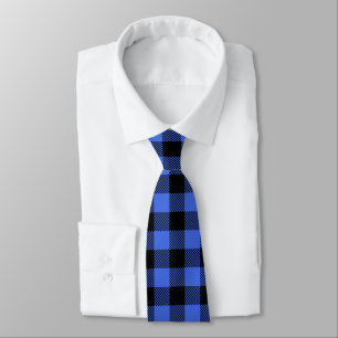 Blue Buffalo Check Fashion Lumberjack Plaid Decor Tie
