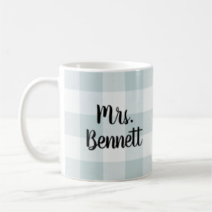 Blue Buffalo Check Mrs. Monogram Coffee Mug