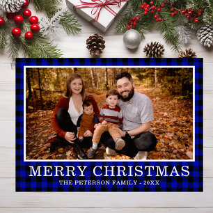 Blue Buffalo Check Photo Holiday Card