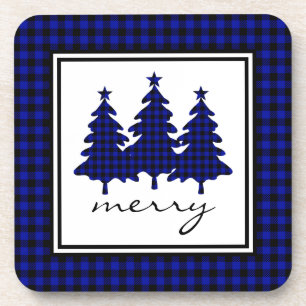 Blue Buffalo Check Pine Trees Coaster