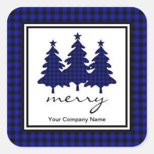 Blue Buffalo Check Pine Trees Company Square Sticker