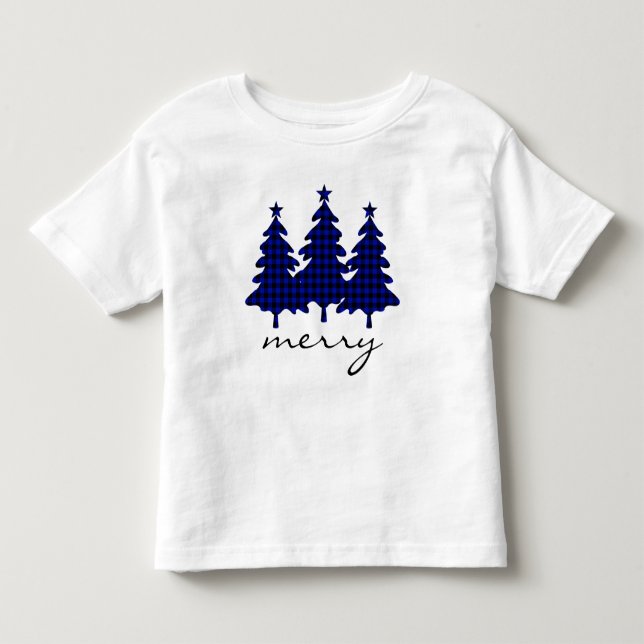 Blue Buffalo Check Pine Trees Toddler T-Shirt (Front)