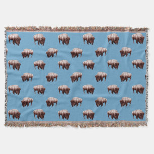 Blue Buffalo Herd Throw Blanket