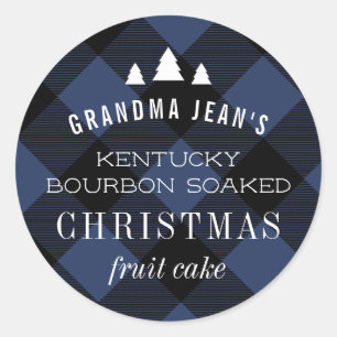 Blue Buffalo Plaid Christmas Tree Gift Classic Round Sticker