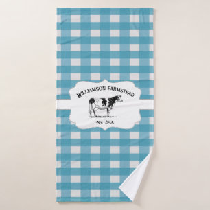 Blue Buffalo Plaid Farm Cow Bath Towel Set