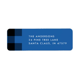 Blue Buffalo Plaid Holiday Return Address