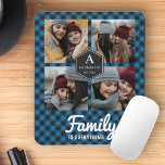 Blue Buffalo Plaid Lumberjack Family Photo Collage Mouse Mat<br><div class="desc">Upload your favourite photos to make your own unique personalised photo gift.</div>