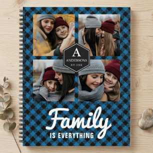 Blue Buffalo Plaid Lumberjack Family Photo Collage Notebook