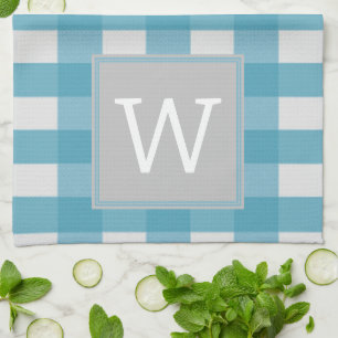 Blue Buffalo Plaid Monogram Towel