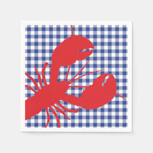 Blue Buffalo Plaid Red Lobster Family Reunion Text Napkin