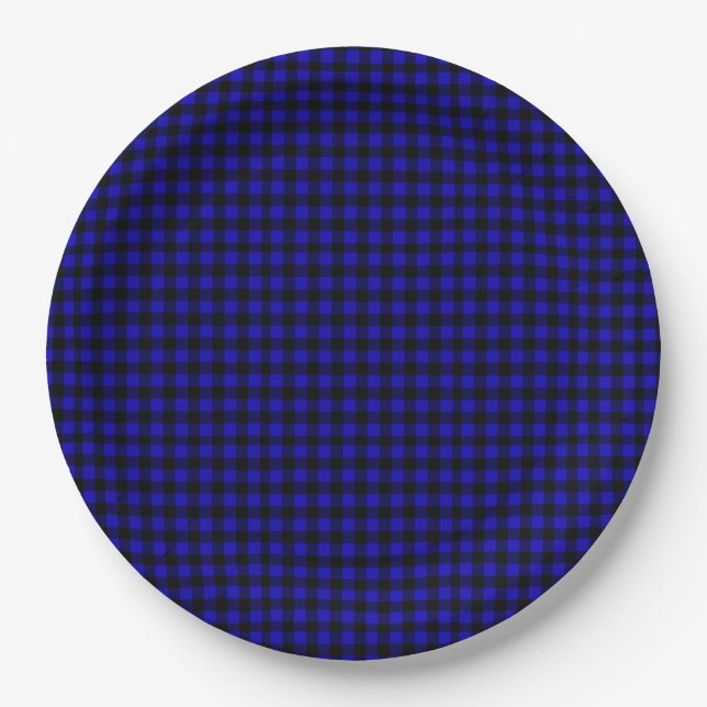Blue Buffalo Plaid Rustic Cabin Picnic Paper Plate (Front)