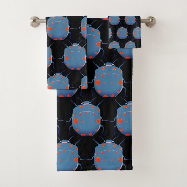 Blue Bugs, Beetles  Bath Towel Set (Insitu)