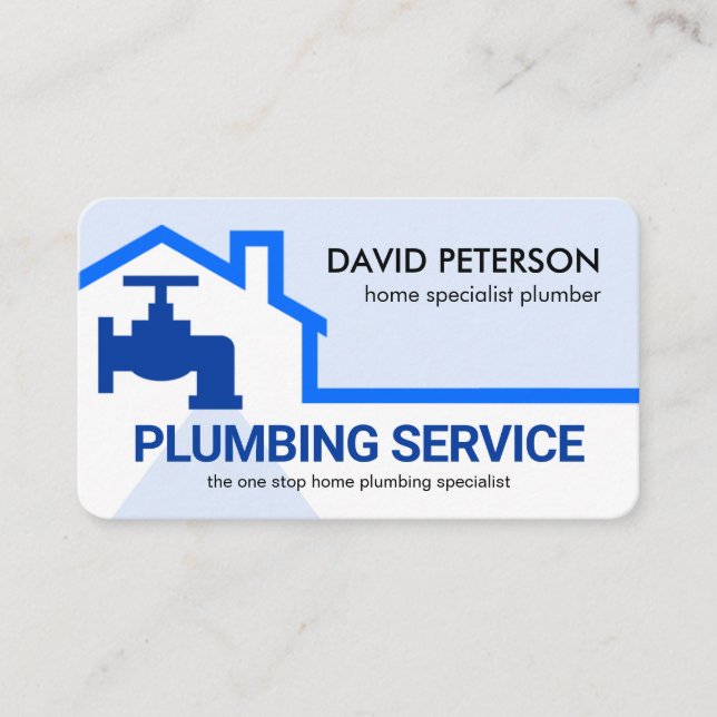 Blue Building Frame Leaking Faucet Business Card (Front)