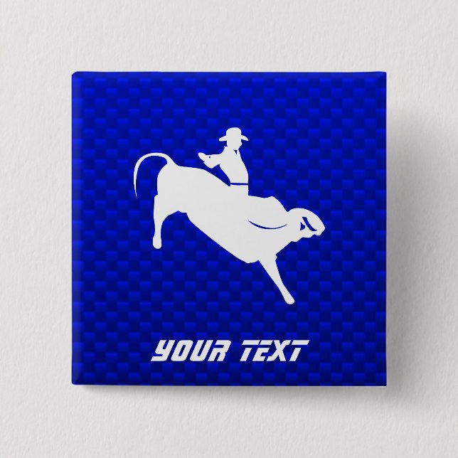 Blue Bull Rider 15 Cm Square Badge (Front)